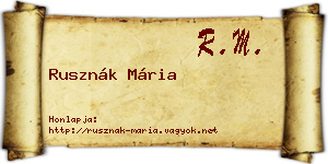 Rusznák Mária névjegykártya