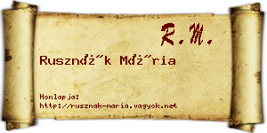 Rusznák Mária névjegykártya